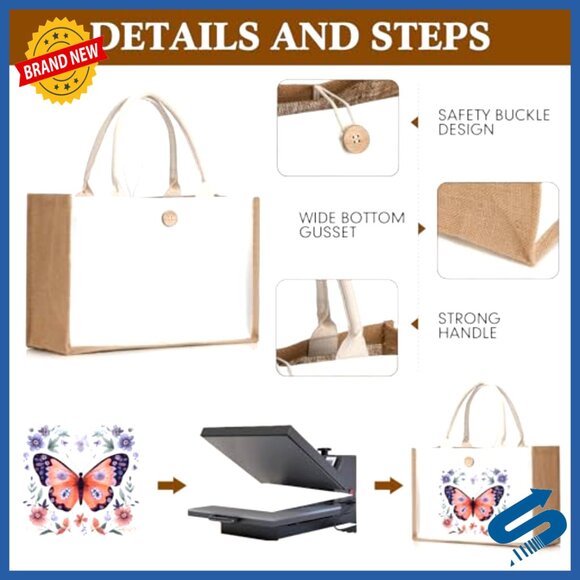 DIY Sublimation Tote and Makeup Bags Set Reusable Canvas Polyester Gift Bags - Picture 3 of 7